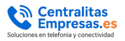 Logotipo de CentralitasEmpresas.es con icono de teléfono y ondas, nombre en azul y naranja, y eslogan “Soluciones en telefonía y conectividad para empresas”